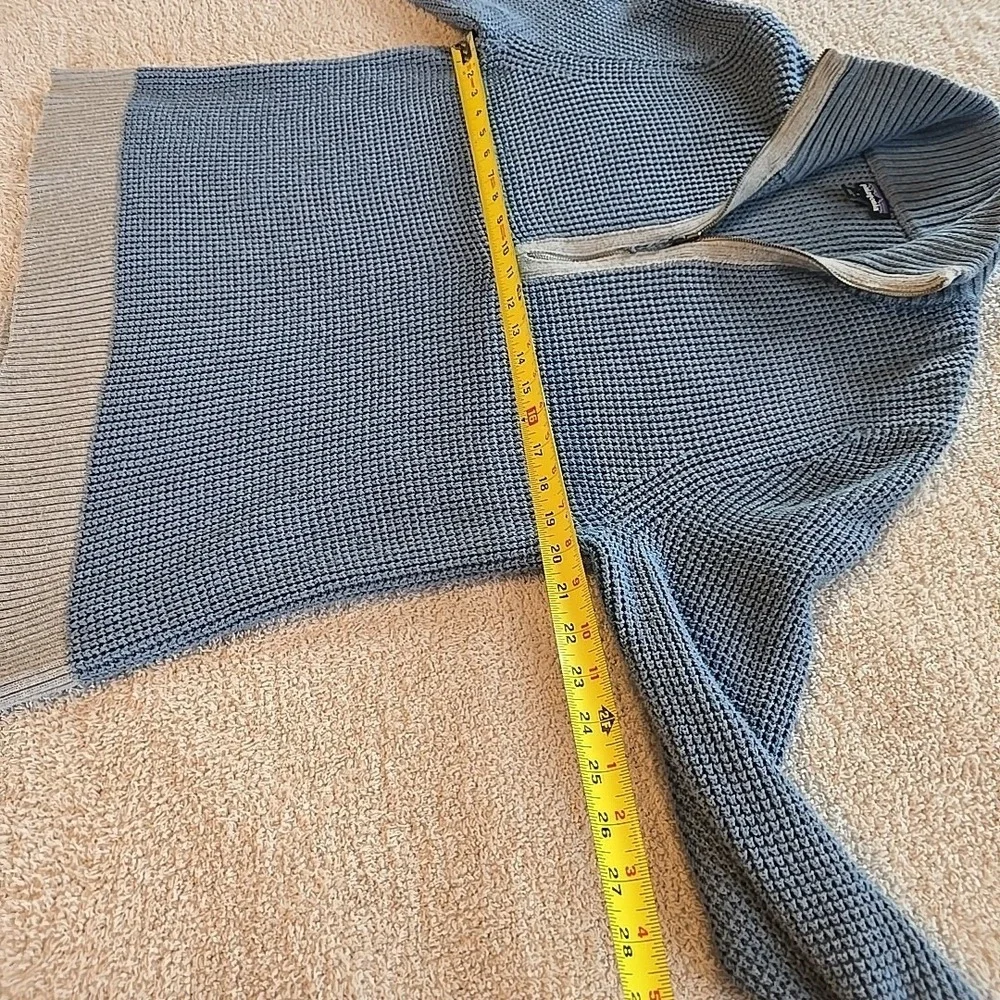 Patagonia‎ Ponderosa Pine Sweater Waffle Knit 1/4 Zip • Women's Size Large Blue - Picture 13 of 15